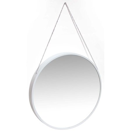 Infinity Instruments Franc Mirror - 17.5" Round Wall Mirror, with a White Frame and Real Metal Chain 20032WH